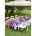 thumbnail image 4 of Outdoor Tablecloth with Umbrella Hole for Patio/Picnic/Party/Camping, Orange Purple Forest Silhouette Waterproof Table Cloth Rectangle Table Cover Washable, Watercolor Forest Trees Retro (60"x 120"), 4 of 8