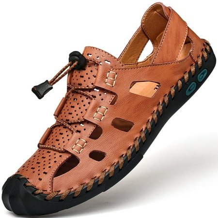 

Men‘s Leather Wear-resistant Non-slip Closed Toe Sandals Chappal