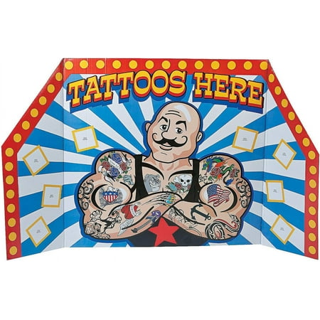 Carnival Cardboard Tattoo Booth Stand up, Vintage Circus Party Decor