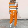 thumbnail image 2 of Stamzod Sweatsuit for Women Long Sleeve Crewneck Pullover Tops and Long Pants Tracksuit Classic Stripe Color Block Causal Fall 2 Piece Lounge Sets, 2 of 5