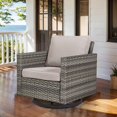 thumbnail image 2 of PARKWELL Outdoor Swivel Glider Chair, Patio Swivel Rocking Lounge Chair with Beige Cushions for Balcony Patio, Gray Wicker, 2 of 7