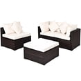 thumbnail image 4 of Patiojoy 4PCS Patio Rattan Wicker Sectional Sofa Set Conversation Furniture Set w Cushion, 4 of 5