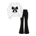 thumbnail image 2 of Cethrio Girls Graphic Outfit Sets, 2 Piece Casual Long Sleeve Fall Winter Kids Clothing Sets Size 10-12 White, 2 of 4