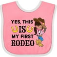thumbnail image 3 of Inktastic Yes, This is My First Rodeo- Cowgirl in Hat and Boots Girls Baby Bib, 3 of 4