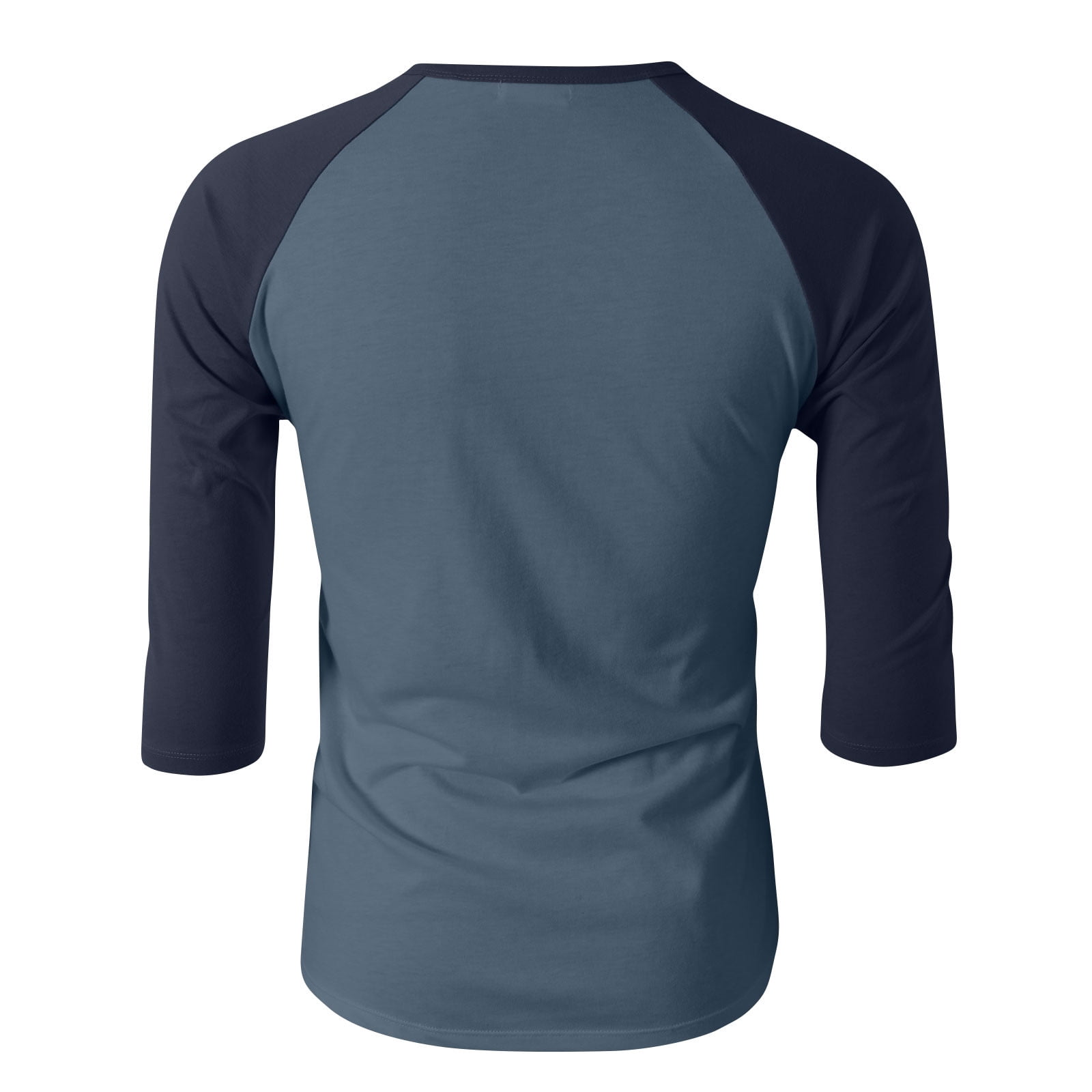 RYRJJ Henley Shirts for Men Raglan 3/4 Sleeve Baseball T-Shirts Color Block Summer Casual Cotton Sport Athletic Tee Tops(Black Blue,XXL)