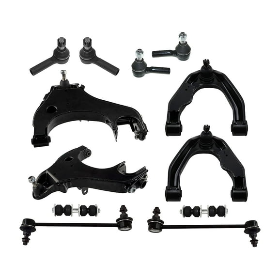PartsW - 12 Pc Front & Rear Suspension Kit Sway Bars, Upper & Lower Control Arms, Outer & Inner Tie Rod Ends, Compatible with 4WD Models