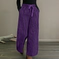 thumbnail image 2 of Rhuody Pants For Womens High Waist Loose Fit Linen Blend Striped Wide Leg Pants For And Relaxed Straight Leg Slacks Simple Wear Purple L, 2 of 5
