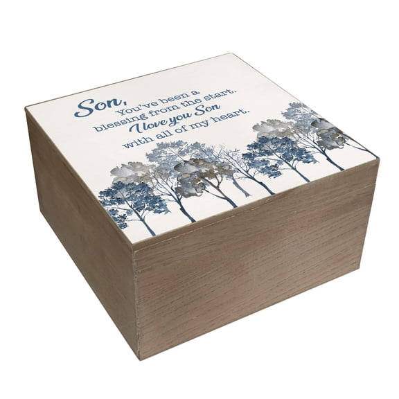 Cottage Garden EWOODBOX-12 Son, Blessing From The Start Woodgrain Finish Valet Keepsake Photo Storage Box