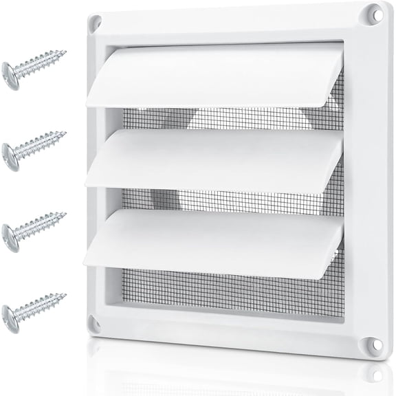 4 Inch Dryer Vent Cover for Exterior Wall Vent Hood Outlet Airflow, Dryer Air Vent with Screen with 4 Screw for Easy Installation, White