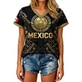 thumbnail image 2 of Womens Soccer Shirt Mexico Raglan Tops Short Sleeve Summer Fashion V Neck Printed T Shirt Top Sports Fan Casual Tops Tee S, 2 of 4