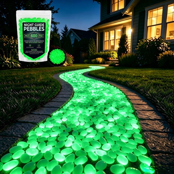 600PCS Colorful Glow-in-the-Dark Garden Stones Night Guide Luminous Pebbles Rainbow Glow in the Dark Stepping Rocks Outdoor Landscaping Decor Glowing Stones Fish Tank Aquarium Decorations