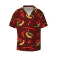 thumbnail image 2 of Lsque Hot Chili print Men's Cuban Collar Short Sleeve Shirt Summer Beachwear Casual Button Down Fashionable Vacation Leisure Shirt-X-Large, 2 of 7