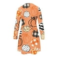 thumbnail image 4 of Lilgiuy Women's Halloween Printing Long Sleeved Dress With Round Neck Hollow Out Short Print Dress for Christmas Halloween, 4 of 4