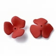 thumbnail image 2 of 3-Petal Spray Painted Acrylic Bead Caps Rubberized style Flower Red 23x20~22x7mm Hole: 1.6mm, 2 of 2