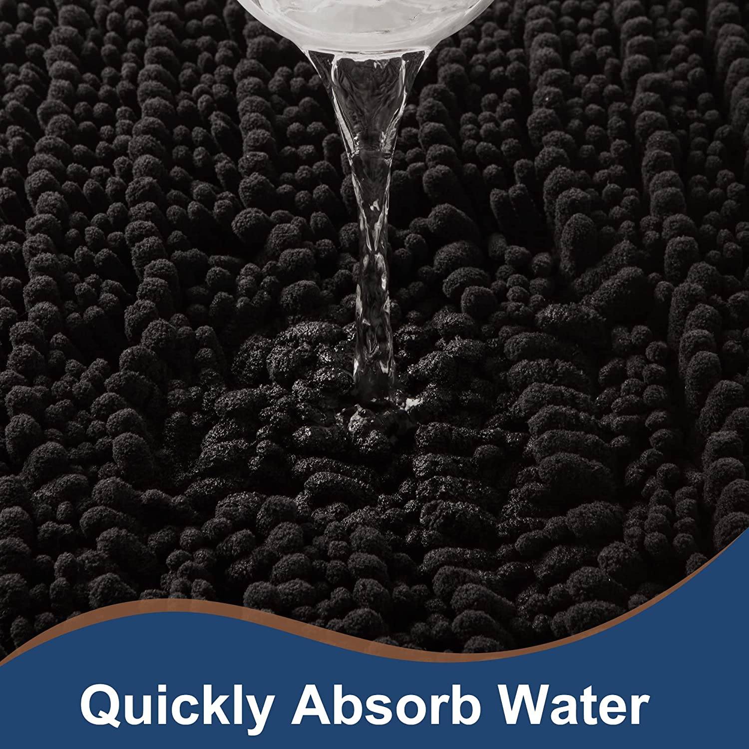 Soft Plush Microfiber Bathroom Rugs, Absorbent Bath Rugs Non Skid Machine Wash Dry Bath Mats for Tub,Shower and Bath Room Floor Mats (17x24inches, Black)