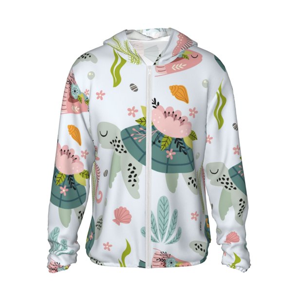 Fotbe Sea Animal Chaqueta con Protección Solar UPF 50+ para Hombre y Mujer, Camisa con Capucha y Bolsillos-Small