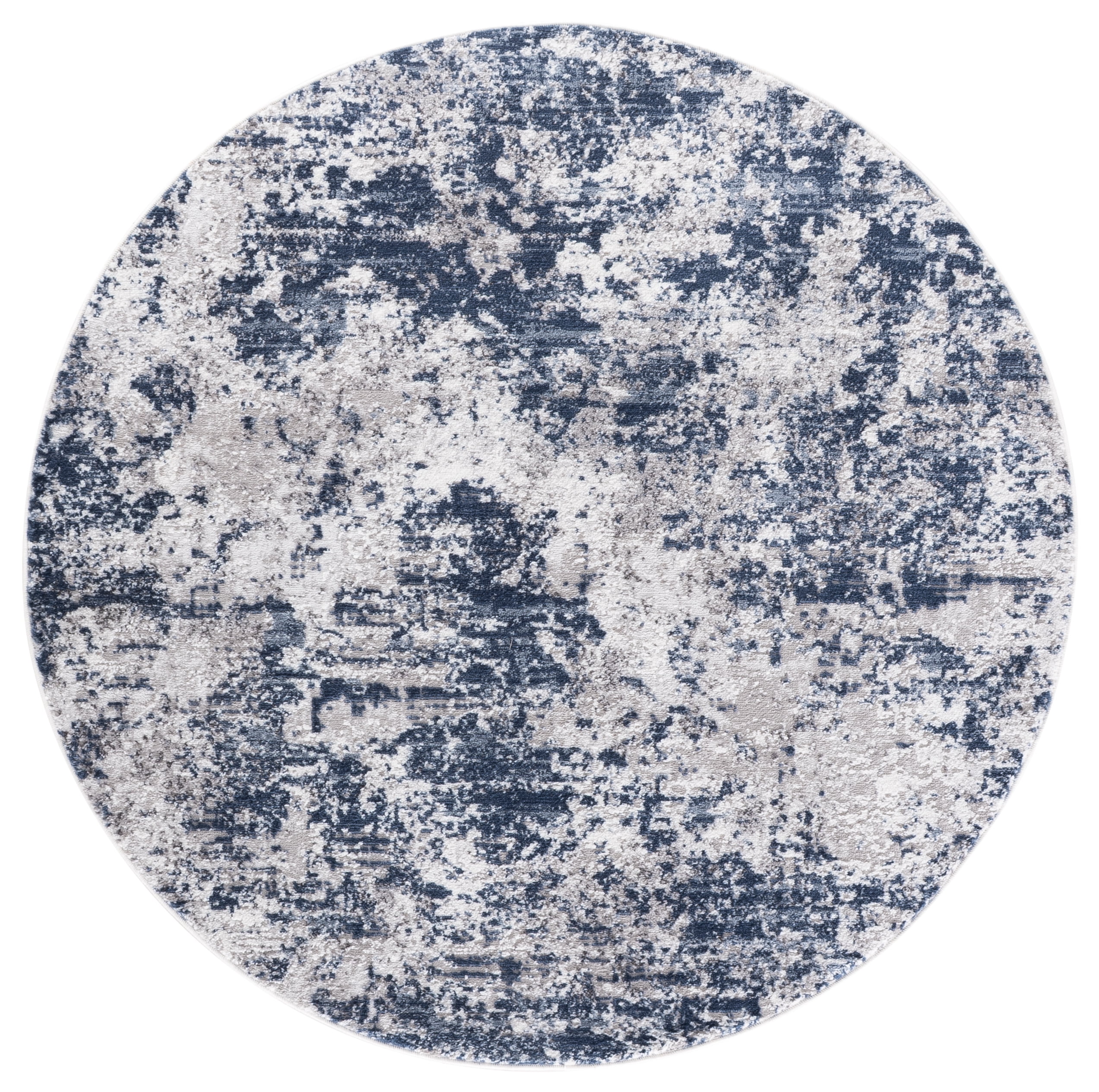 Safavieh Amelia Alastar Abstract Distressed Area Rug, Ivory/Navy, 5'3" x 5'3" Round