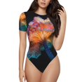 thumbnail image 1 of Lsque Fleur Bioluminescente sous-Marine Col Rond Manches Courtes Justaucorps Basique T-Shirts Hauts Grenouillère Adulte Mignon Pyjama-Grand, 1 of 7