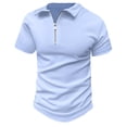 thumbnail image 3 of Men's Zipper Polo Shirts Clearance Polo T Shirts Men's Large Sports T Shirt Solid Short Sleeve Lapel Collar T Shirt Casual Top Business Casual Tops Golf Shirts, 3 of 4