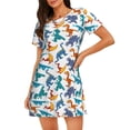 thumbnail image 1 of Easygdp Block Dinosaur Camisón de manga corta para mujer, informal, estampado, 1 of 6