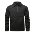 thumbnail image 5 of WTOBBY Men's Business Jacket with Lapel Zip, Solid Color Slim Fit Polyester Blend, Smart-Casual for Work and Commute, Lightweight and Durable for Professional Settings,Black L, 5 of 5