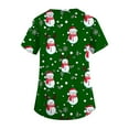 thumbnail image 4 of Garbnen Women's Scrub Tops Merry Christmas Fitted Scrub Tops Women Stretchy Short Sleeve V Neck Santa Claus Print Nurse Uniform with Pockets, 4 of 6