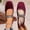 Wine, variant on Women's Rhinestone Moccasins, Square Toe Bright Detail Four-Season Comfortable Shallow Shoes Black