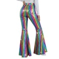 thumbnail image 5 of FRSASU Women's Sequin Flare Pant Sparkly High Waisted Leg Bell Bottom Glitter Trousers Night Out Clubwear Multicolor, 5 of 6