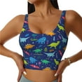 thumbnail image 1 of Fotbe Dinosaurs Adventure Sujetador Deportivo Largo sin Aros para Mujer con Almohadillas y Soporte Medio, Transpirable y Absorbente, Camiseta Tipo Chaleco o Tank Top-XX-Large, 1 of 8