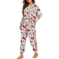 thumbnail image 2 of FOR U DESIGNS Thanksgiving Maple Leaf Pajama Sets for Women 2 Piece Long Sleeve Crew Neck Tops and Pants Size S Sleepwear Comfortable Nightwear with Drawstring for Women, 2 of 6