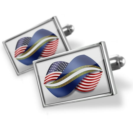 Cufflinks Infinity Flags USA and Champagne-Ardenne region France - NEONBLOND
