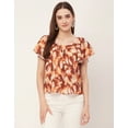 thumbnail image 5 of Moomaya Sweetheart Neck Tops For Women, Printed Short Flutter Sleeve Casual Top, 5 of 9