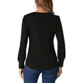 thumbnail image 3 of Camiseta de manga larga INSPIRE CHIC para mujer, escote cuadrado, ajuste holgado, blusas casuales, 3 of 6