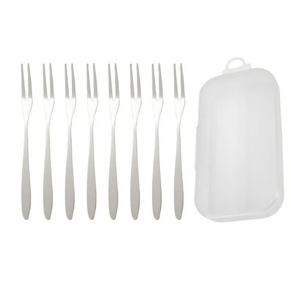 Dpityserensio Fruit Fork Mini Stainless Steel Fork Wooden Handle Daily Tableware Set