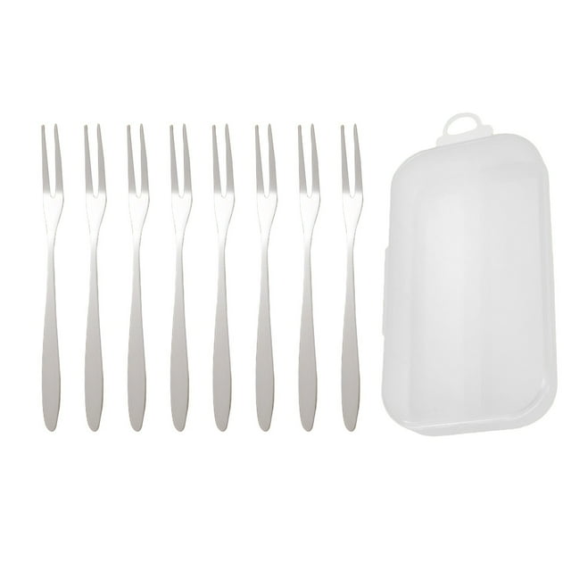 Fourchette à Fruits Mini Fourchette en Acier Inoxydable Poignée en Bois Ensemble de Vaisselle Quotidienne