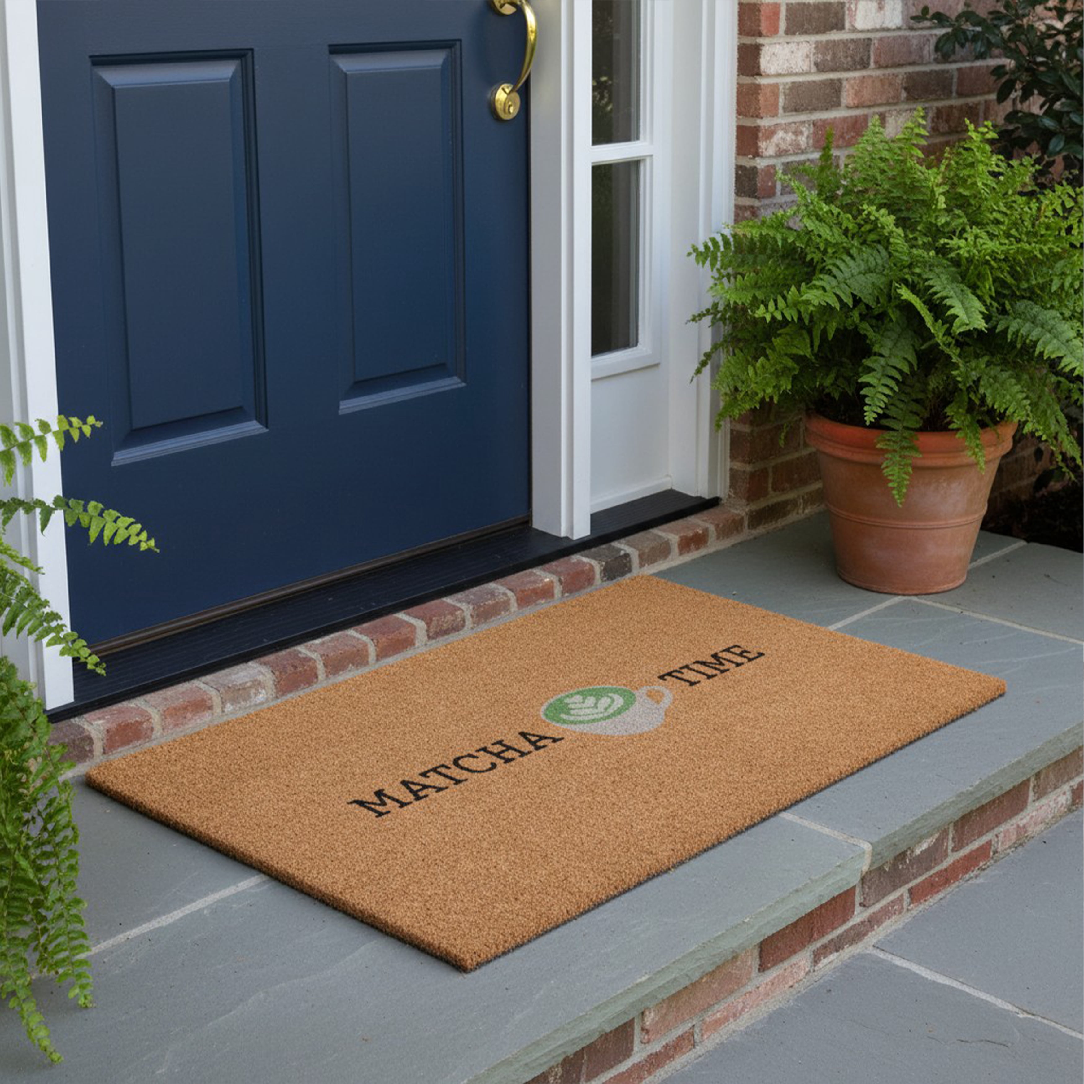 Matcha Time Non Slip Vinyl Backing, Front Door Mat, Entryway Door Mat, 17"x29"
