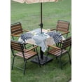 thumbnail image 3 of Outdoor Tablecloth with Umbrella Hole & Zipper, Teal Blue Coastal Square Tablecloth 60x60 Inch, Summer Coral Beach Nautical Patio Table Cover Waterproof Table Cloth for Picnic/Party, 3 of 7