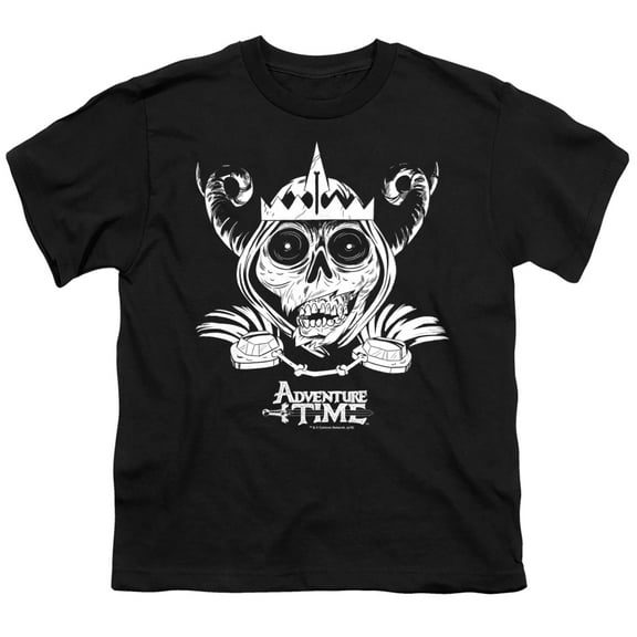 Trevco CN222-YT-4 Adventure Time & Skull Face Youth 18-1 Short Sleeve T-Shirt, Black - Extra Large