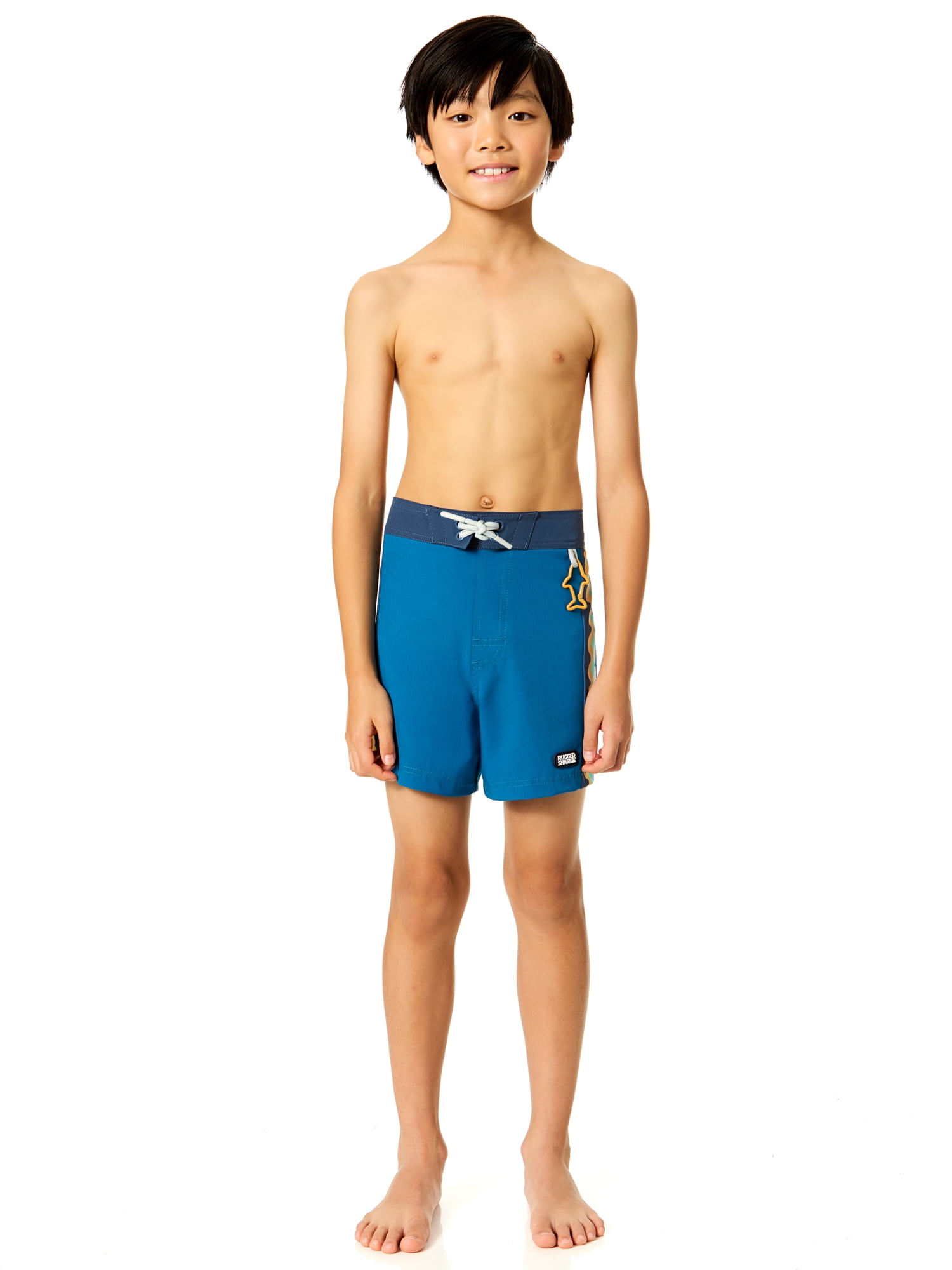 Rugged Shark Boys 6" Inseam Swim Trunks, Sizes 4-16