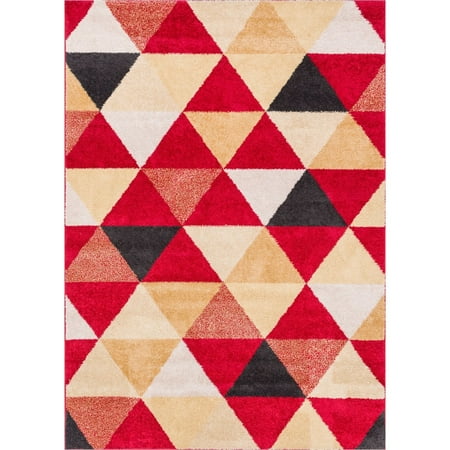 18th Century Rugs - Well Woven Mid Century Modern Geometric Triangles Area Rug - 5'3