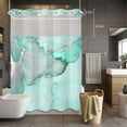 thumbnail image 5 of No Hook Shower Curtains with Snap-in Liner Set, Aqua Marble Waterproof Hotel Style Bathroom Shower Curtain, Modern Abstract Waves Silvery Farmhouse Breathable Mesh Top Window Bath Curtains 60''x72'', 5 of 9