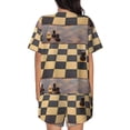 thumbnail image 6 of Fuzoiu Chess Board With Pawns Print Women's Short-Sleeved Pajama Set,Lounge Sleepwear Set,Womens Pajama Sets 2 Piece,Button-Up Top and Shorts with Pockets-XX-Large, 6 of 7
