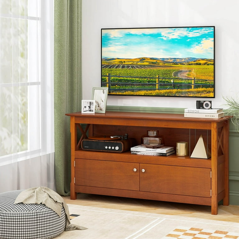 Costway 44 TV Stand Console Wooden Storage Cabinet Shelf Media Center Television Stand