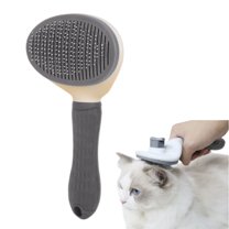 Pet Self-Cleaning Brush with Retractable Fine Pins – 150° Detangling Comb for Cats & Dogs, Ergonomic Grip & Hanging Hole (20cm/8.2in)