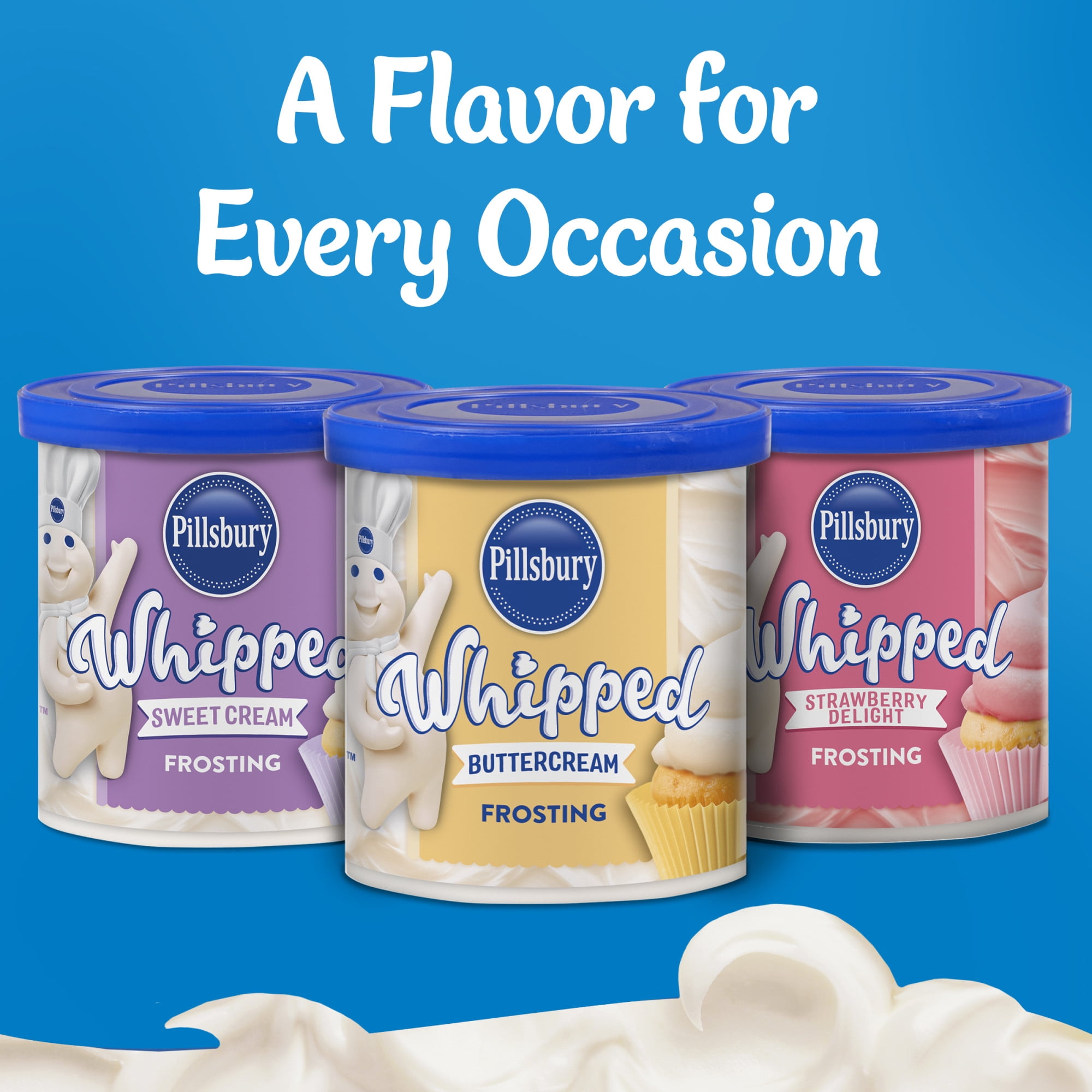 (3 pack) Pillsbury Whipped Buttercream Frosting, 12 oz Tub