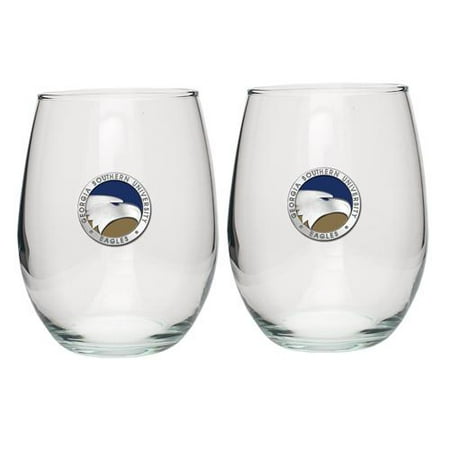 Georgia Southern University Stemless Goblets (Set of 2) | 15oz | Detailed Fine Pewter Medallion | Set of 2