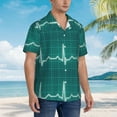 thumbnail image 3 of Sikiie ECG Wave Print Men's Hawaiian Shirt, Summer Beach Button Pocket Short Sleeve T-Shirt,X-Large, 3 of 7
