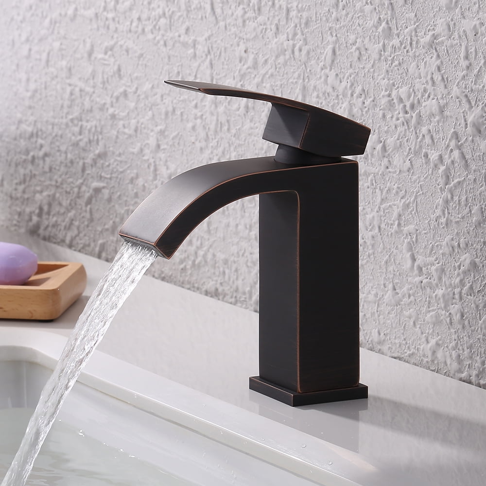 KES LeadFree Waterfall Vanity Sink Faucet with Rectangular Spout for