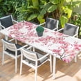 thumbnail image 2 of Spring Peach Flowers Table Cloths for 8 Foot Rectangle Tables, Pink Botanical Floral Leaves Branch Patio Waterproof Elastic Fitted Tablecloths, Washable Rectangular Table Cover for Camping, 2 of 8