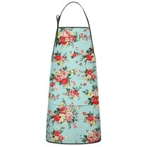 Pioneer Flower Floral Print Pattern Apron-Garden Aprons for Women with Pockets-Cotton Linen Waterproof Kitchen Cooking Gardening Aprons Adjustable for Kitchen,Cooking,BBQ and Salon 33x27 Inch